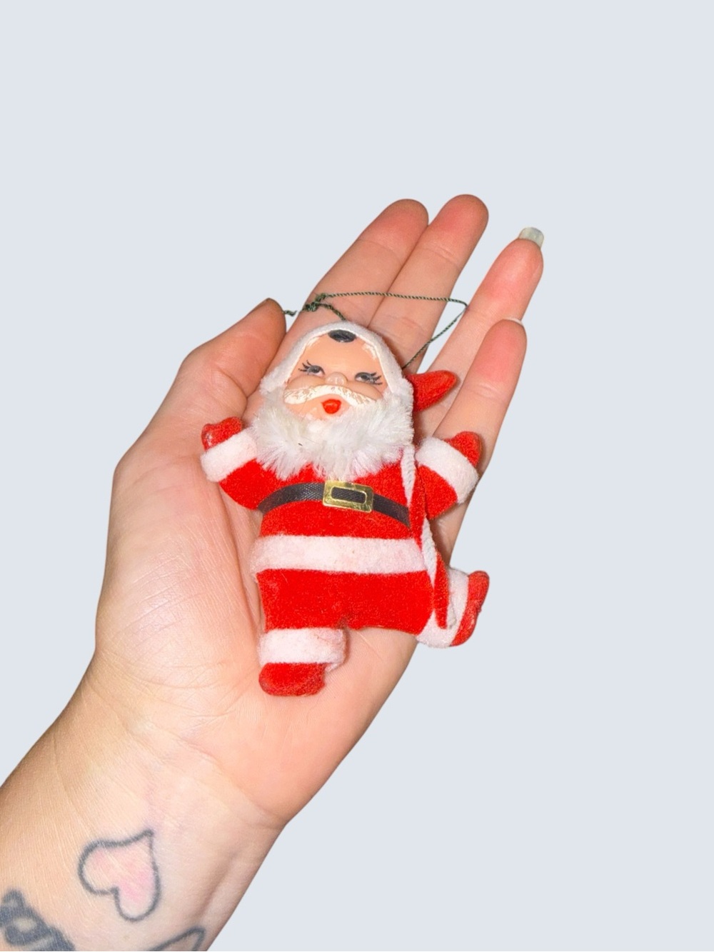 Vintage flocked Santa Christmas decor